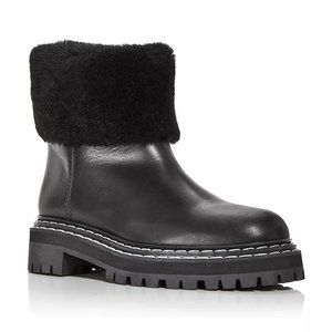 $1100 PROENZA SCHOULER SHEARLING LUG SOLE ANKLE BOOT BLACK LEATHER 39 (PA9)